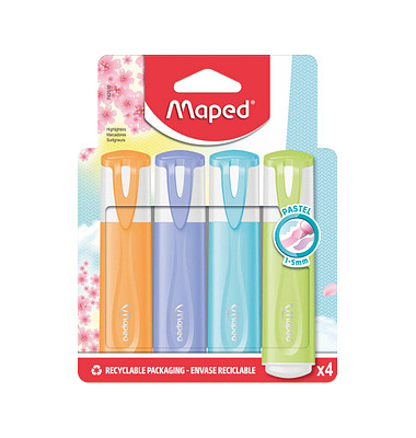 Textmarker Fluo Peps pastell, 742510, Etui, 4-farbig sortiert, 1-5mm Keilspitze Textmarker Fluo Peps pastell, 742510, Etui, 4-farbig sortiert, 1-5mm Keilspitze