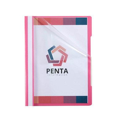 Schnellhefter Quality 014-2345-030-13, A4, rosa, Polyvinylchlorid (PVC), Vorderdeckel transparent
