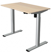 Sitz-Steh-Schreibtisch Move 1 base, elektrisch höhenverstellbar, 73-123cm (H), 100x60cm (BxT), rechteckig, ahorn / silber