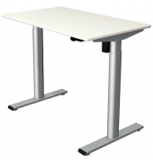Sitz-Steh-Schreibtisch Move 1 base, elektrisch höhenverstellbar, 73-123cm (H), 100x60cm (BxT), rechteckig, weiß / silber