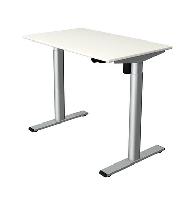 Sitz-Steh-Schreibtisch Move 1 base, elektrisch höhenverstellbar, 73-123cm (H), 100x60cm (BxT), rechteckig, weiß / silber