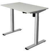 Sitz-Steh-Schreibtisch Move 1 base, elektrisch höhenverstellbar, 73-123cm (H), 100x60cm (BxT), rechteckig, lichtgrau / silber