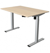 Sitz-Steh-Schreibtisch Move 1 base, elektrisch höhenverstellbar, 73-123cm (H), 120x80cm (BxT), rechteckig, ahorn / silber