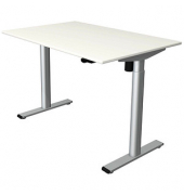 Sitz-Steh-Schreibtisch Move 1 base, elektrisch höhenverstellbar, 73-123cm (H), 120x80cm (BxT), rechteckig, weiß / silber