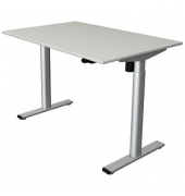 Sitz-Steh-Schreibtisch Move 1 base, elektrisch höhenverstellbar, 73-123cm (H), 120x80cm (BxT), rechteckig, lichtgrau / silber