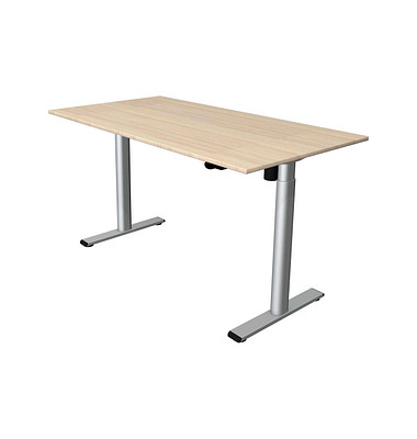 Sitz-Steh-Schreibtisch Move 1 base, elektrisch höhenverstellbar, 73-123cm (H), 180x80cm (BxT), rechteckig, ahorn / silber