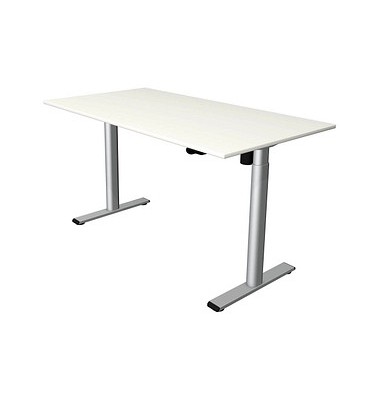 Sitz-Steh-Schreibtisch Move 1 base, elektrisch höhenverstellbar, 73-123cm (H), 180x80cm (BxT), rechteckig, weiß / silber