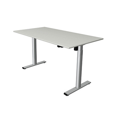 Sitz-Steh-Schreibtisch Move 1 base, elektrisch höhenverstellbar, 73-123cm (H), 180x80cm (BxT), rechteckig, lichtgrau / silber