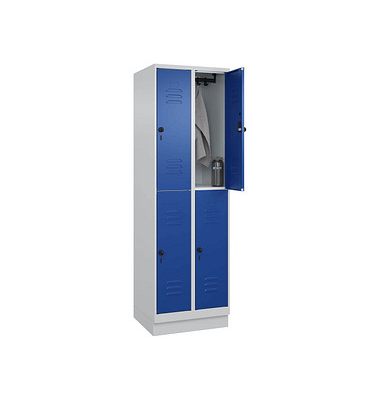 Spind Classic PLUS enzianblau, lichtgrau 080320-20 S10003, 4 Schließfächer 60,0 x 50,0 x 195,0 cm