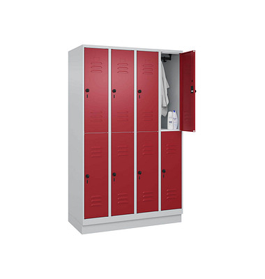 Spind Classic PLUS lichtgrau, rubinrot 080320-40 S10001, 8 Schließfächer 120,0 x 50,0 x 195,0 cm