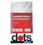 Laminierfolien DOTSA5-80, A5, 154x216mm, 80mic x2, glänzend Laminierfolien DOTSA5-80, A5, 154x216mm, 80mic x2, glänzend