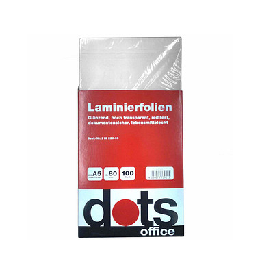 100 dots Laminierfolien glänzend für A5 80 micron