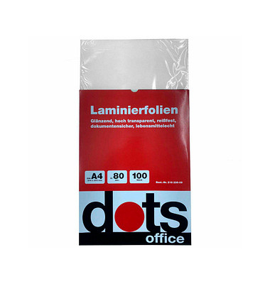 100 dots Laminierfolien glänzend für A4 80 micron