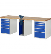 RAU Werkbank 2500x700x890mm 10xSchublade-TA 1xSSKL l.gre.bl