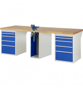 RAU Werkbank 2500x900x890mm 10xSchublade-TA 1xSSKL l.gre.bl