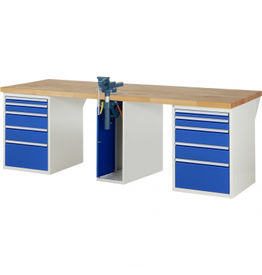 RAU Werkbank 2500x900x890mm 10xSchublade-TA 1xSSKL l.gre.bl