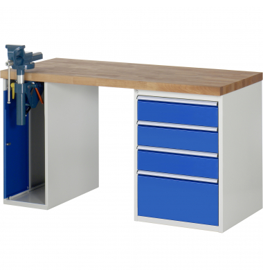 RAU Werkbank 1500x700x890mm 4xSchublade-TA 1xSSKL l.gre.bl