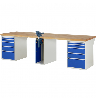 RAU Werkbank 3000x900x890mm 10xSchublade-TA 1xSSKL l.gre.bl