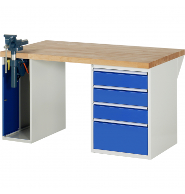 RAU Werkbank 1500x900x890mm 4xSchublade-TA 1xSSKL l.gre.bl