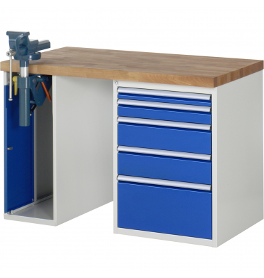 RAU Werkbank 1250x700x890mm 5xSchublade-TA 1xSSKL l.gre.bl