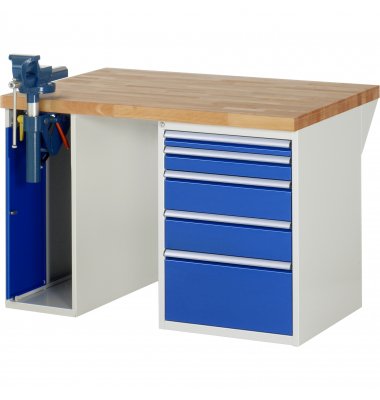 RAU Werkbank 1250x900x890mm 5xSchublade-TA 1xSSKL l.gre.bl