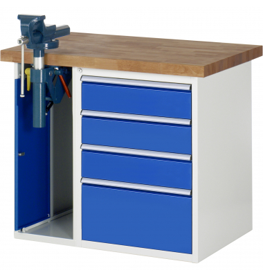 RAU Werkbank 1000x700x890mm 4xSchublade-TA 1xSSKL l.gre.bl