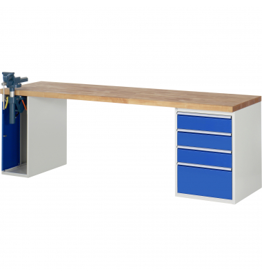 RAU Werkbank 2500x700x890mm 4xSchublade-TA 1xSSKL l.gre.bl