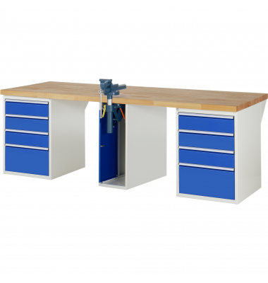 RAU Werkbank 2500x900x890mm 8xSchublade-TA 1xSSKL l.gre.bl