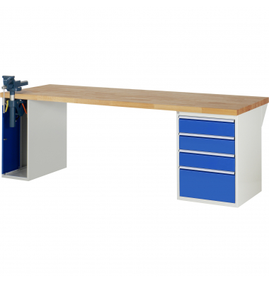 RAU Werkbank 2500x900x890mm 4xSchublade-TA 1xSSKL l.gre.bl