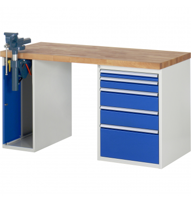RAU Werkbank 1500x700x890mm 5xSchublade-TA 1xSSKL l.gre.bl