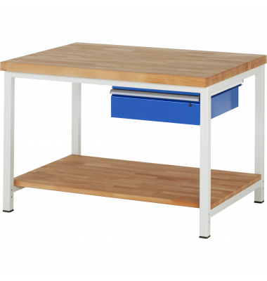 RAU Werkbank 1250x900x840-1040mm 1xSchublade-TA l.gre.bl