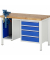 RAU Werkbank 1250x700x840-1040mm 4xSchublade-TA SSKL l.gre.bl