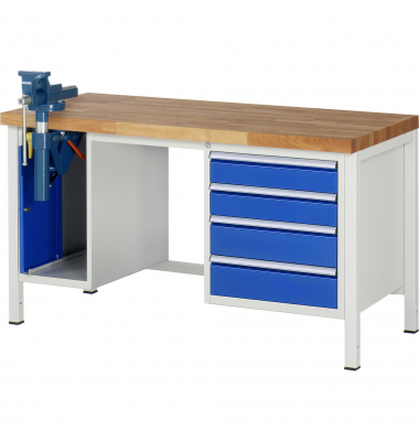 RAU Werkbank 1500x700x840-1040mm 4xSchublade-TA SSKL l.gre.bl