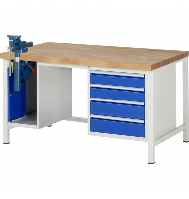 RAU Werkbank 1500x900x840-1040mm 4xSchublade-TA SSKL l.gre.bl