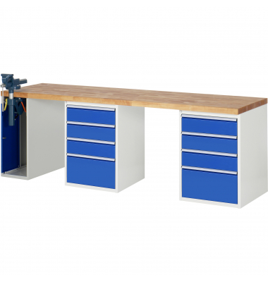 RAU Werkbank 2500x700x890mm 8xSchublade-TA 1xSSKL l.gre.bl