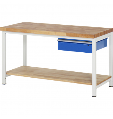 RAU Werkbank 1500x700x840-1040mm 1xSchublade-TA l.gre.bl