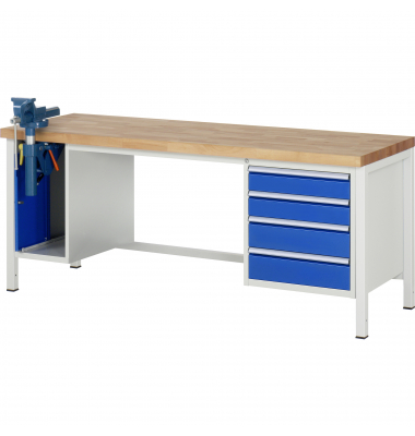 RAU Werkbank 2000x700x840-1040mm 4xSchublade-TA SSKL l.gre.bl