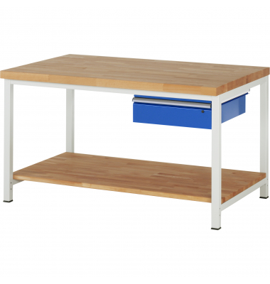 RAU Werkbank 1500x900x840-1040mm 1xSchublade-TA l.gre.bl