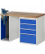 RAU Werkbank 1250x700x890mm 4xSchublade-TA 1xSSKL l.gre.bl