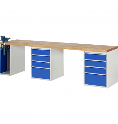 RAU Werkbank 3000x700x890mm 8xSchublade-TA 1xSSKL l.gre.bl