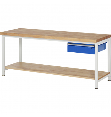 RAU Werkbank 2000x700x840-1040mm 1xSchublade-TA l.gre.bl