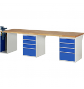 RAU Werkbank 3000x900x890mm 8xSchublade-TA 1xSSKL l.gre.bl
