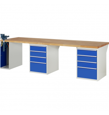RAU Werkbank 3000x900x890mm 8xSchublade-TA 1xSSKL l.gre.bl