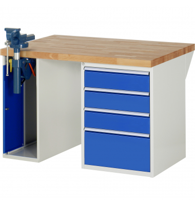 RAU Werkbank 1250x900x890mm 4xSchublade-TA 1xSSKL l.gre.bl