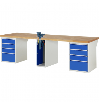 RAU Werkbank 3000x900x890mm 8xSchublade-TA 1xSSKL l.gre.bl