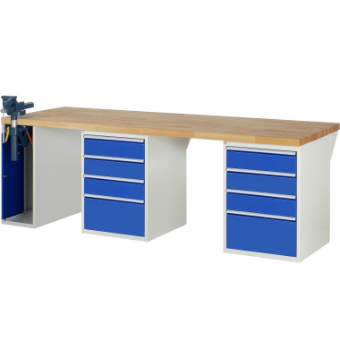 RAU Werkbank 2500x900x890mm 8xSchublade-TA 1xSSKL l.gre.bl