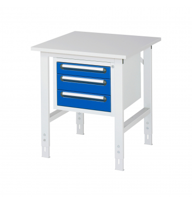 RAU Arbeitstisch 750x800x760-1080 3xSchub M-Platte 22mm l.gre.bl