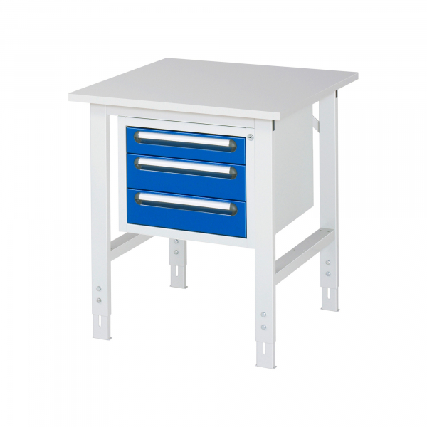 4040376114075 - Arbeitstisch mit Schubladenschrank Unterbau-Container mit 3 Schubladen 1 x 90 2 x 120 mm BxT 750 x 800 mm M-Platte Stärke 22 mm kaiserkraft