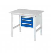RAU Arbeitstisch 1000x800x760-1080 3xSchub M-Platte 22mm l.gre.bl