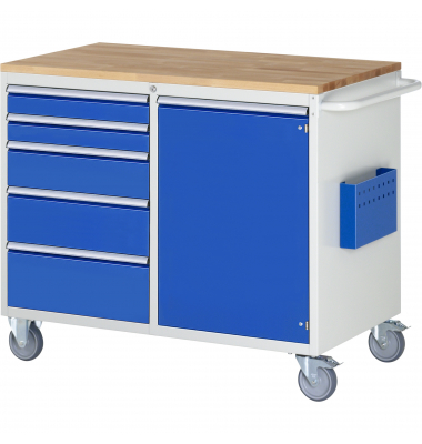 RAU Montagewagen 1145x650x975mm 5xSchub-TA 1xTür Top 25mm l.gre.bl